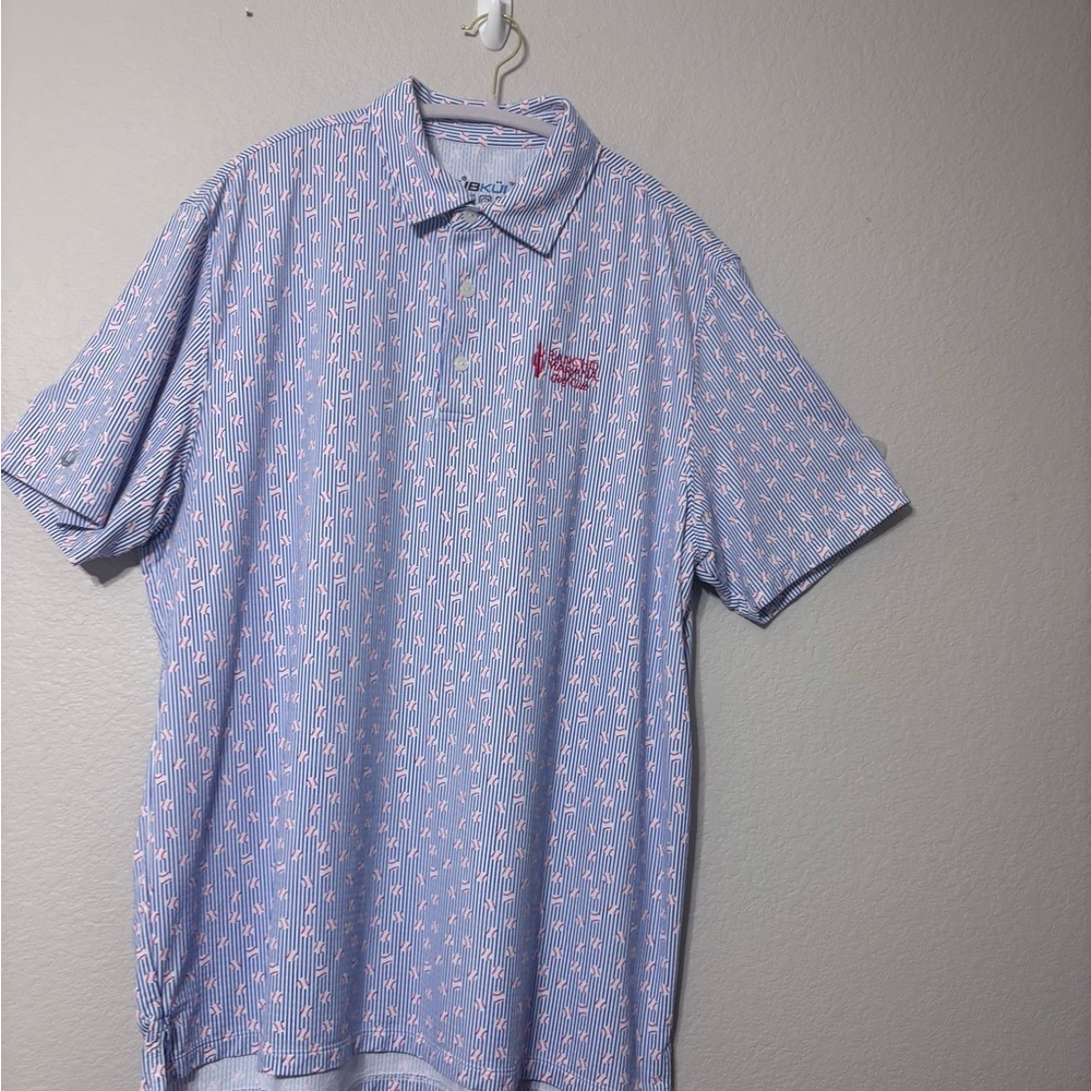 Men’s IBKUL Landon Stripe ll
Short Sleeve Retired Polo, Featuring Baseball Print